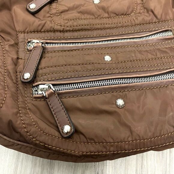 Tod's Luna Brown Nylon Media Hobo Purse Bag - Picture 3 of 14